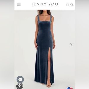 Jenny Yoo Mara Velvet Dress in French Blue. Size 6. Bridesmaid dress, gown.